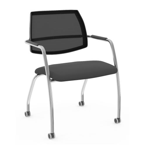 Chaises visiteur roulettes ZAP BUT PRO lot 2 acier chromé noir