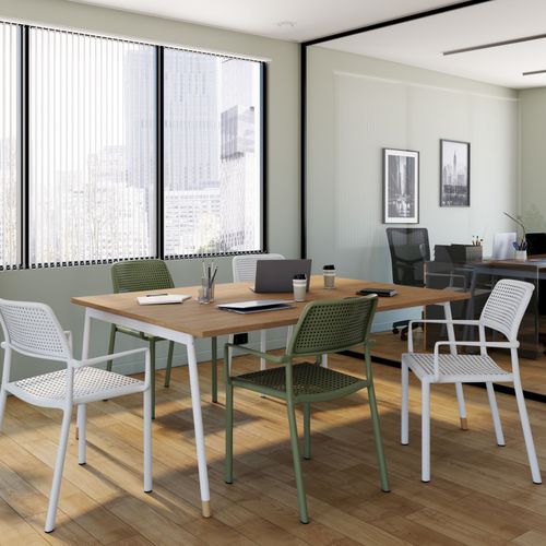 Chaise accoudoirs BRITZ BUT PRO lot de 2 blanc