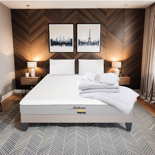 Pack Amboise 180x200 Cm Matelas Mousse + Sommier Bois + Accessoires