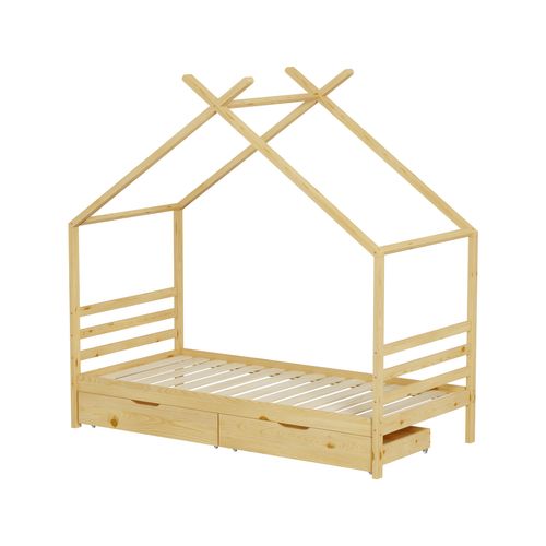 Lit Cabane Avec Tiroir Bambino 90x190 Cm (matelas Non Inclus) - Bois Naturel