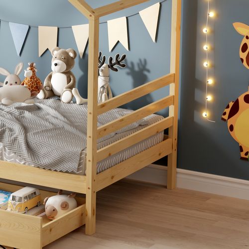 Lit Cabane Avec Tiroir Bambino 90x190 Cm (matelas Non Inclus) - Bois Naturel