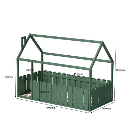 Lit Cabane Avec Barrière Calinou 90x190 Cm (matelas Non Inclus)  - Vert
