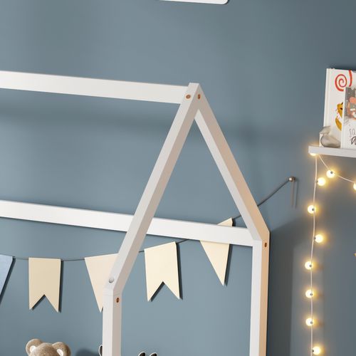 Lit Cabane Avec Barrière Nid Enchanté 90x190 Cm (matelas Non Inclus)  - Blanc
