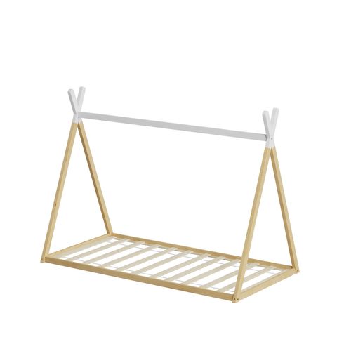 Lit Tipi Indy 90x190 Cm (matelas Non Inclus) - Blanc Et Bois