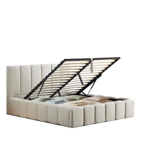 Lit Coffre Beige Madeleine 140x190 Cm