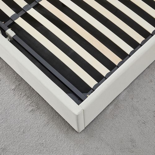 Lit Coffre Tissu Beige Atlas 140x190 Cm