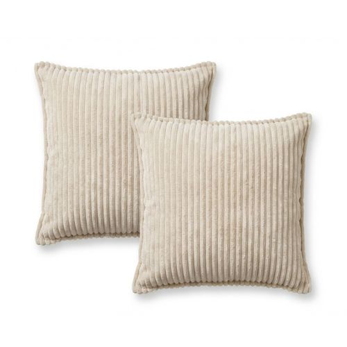 Lot De 2 Coussins Velours Côtelé Malo 40x40cm Coloris Beige