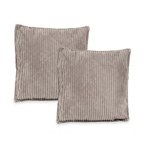 Lot De 2 Coussins Velours Côtelé Malo 40x40cm Coloris Gris Clair