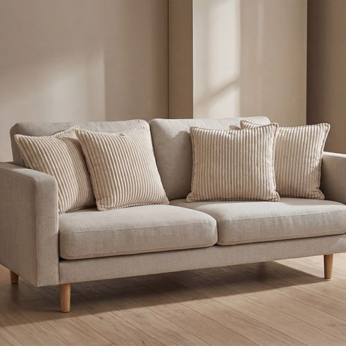 Lot De 4 Coussins Velours Côtelé Malo 40x40cm Coloris Beige