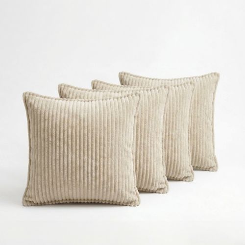Lot De 4 Coussins Velours Côtelé Malo 40x40cm Coloris Beige
