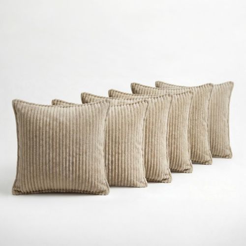 Lot De 6 Coussins Velours Côtelé Malo 40x40cm Coloris Beige