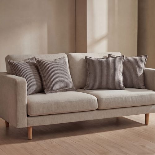 Lot De 4 Coussins Velours Côtelé Malo 40x40cm Coloris Gris Clair