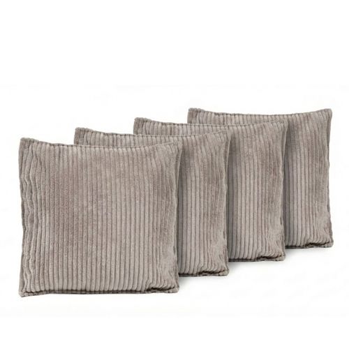 Lot De 4 Coussins Velours Côtelé Malo 40x40cm Coloris Gris Clair