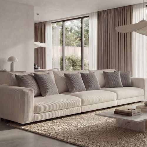 Lot De 6 Coussins Velours Côtelé Malo 40x40cm Coloris Gris Clair