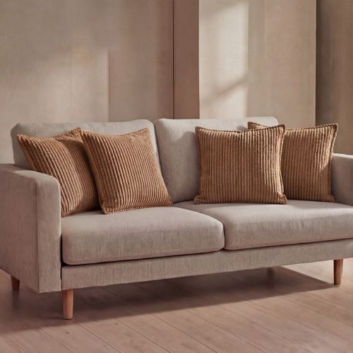 Lot De 4 Coussins Velours Côtelé Malo 40x40cm Coloris Marron