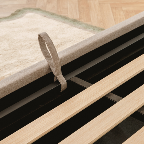 Lit Coffre Nova Tissu Gris 160x200cm