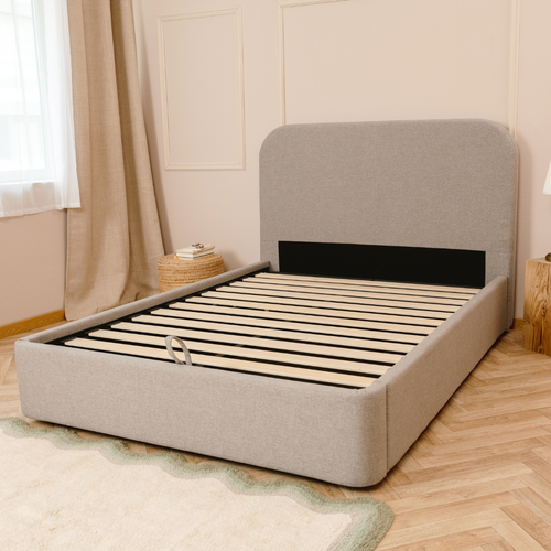 Lit Coffre Nova Tissu Gris 180x200cm