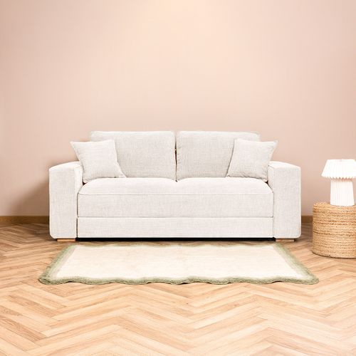 Canapé 3 Places Convertible Housse Texturée Milo Beige