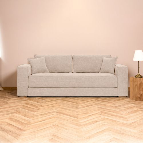 Canapé Lit Convertible 3 Places Déhoussable Beige Neo
