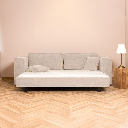 Canapé Lit Convertible 3 Places Déhoussable Beige Neo