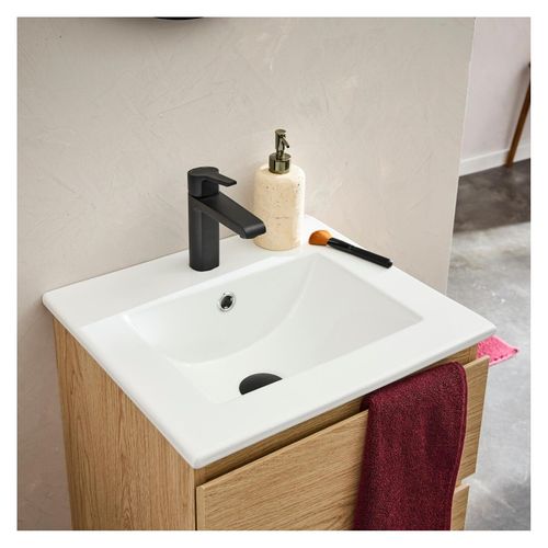 Robinet De Salle De Bain Mitigeur Bec Bas Noir H16cm Neto