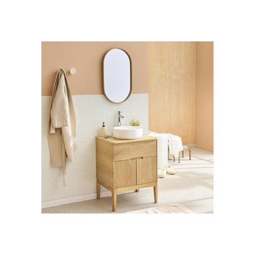 Ensemble Meubles D'entrée Portant Rond Bois Et Métal Et Miroir Ovale