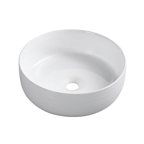 Vasque à Poser Ronde En Céramique Texturé Blanc 36cm