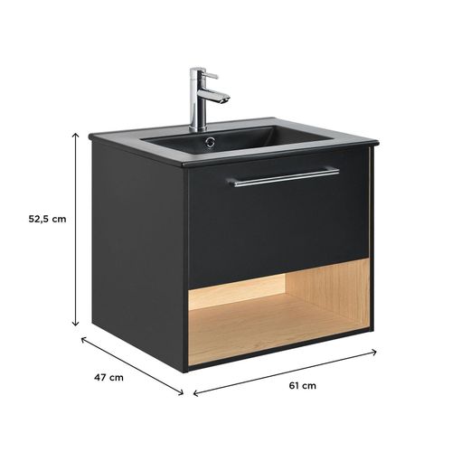 Meuble Simple Vasque Noir 61cm Nika