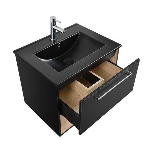 Meuble Simple Vasque Noir 61cm Nika