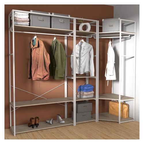 Lot De 3 Portants Vêtements En Bois Et Métal 180x200cm