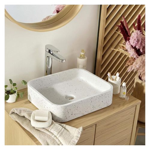 Vasque à Poser Rectangulaire En Terrazzo 45x38cm