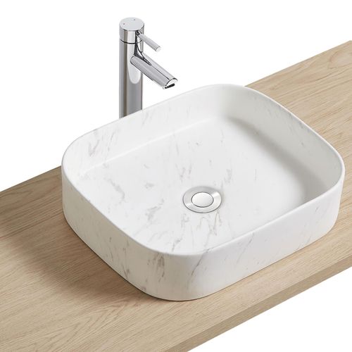 Vasque Rectangulaire à Poser 45x38 Imitation Marbre Blanc Naya