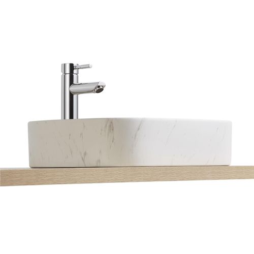 Vasque Rectangulaire à Poser 45x38 Imitation Marbre Blanc Naya