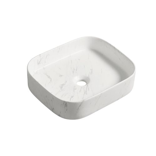 Vasque Rectangulaire à Poser 45x38 Imitation Marbre Blanc Naya