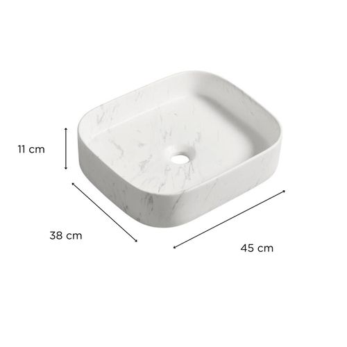 Vasque Rectangulaire à Poser 45x38 Imitation Marbre Blanc Naya