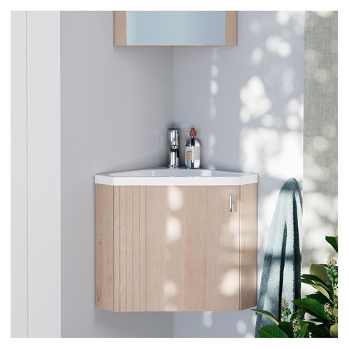 Meuble Lave-mains D'angle Décor Chêne Koda