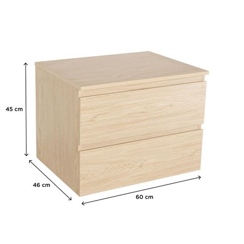 Meuble Simple Vasque Sorrento Décor Chêne 60cm