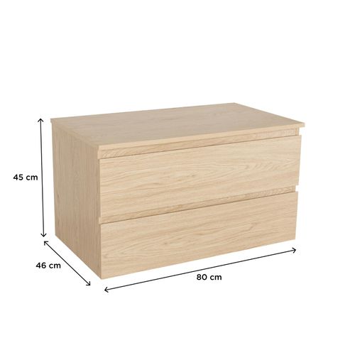 Meuble Simple Vasque Sorrento Décor Chêne 80 Cm