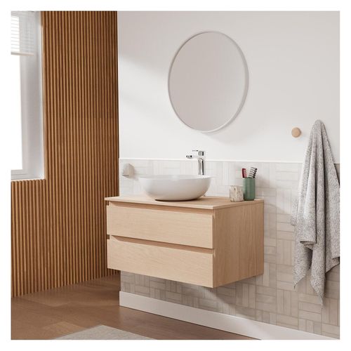 Meuble Simple Vasque Sorrento Décor Chêne 80 Cm