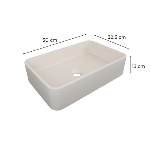 Vasque à Poser Rectangle En Grès Beige 50x32,5cm