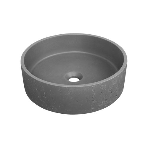 Vasque à Poser Ronde En Béton Travertin Gris 39cm
