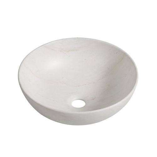 Vasque à Poser Ronde En Céramique Effet Marbre Beige 39,5cm