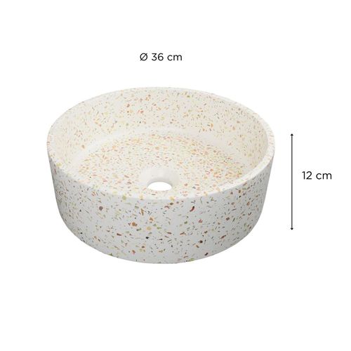 Vasque à Poser Ronde En Terrazzo 36cm