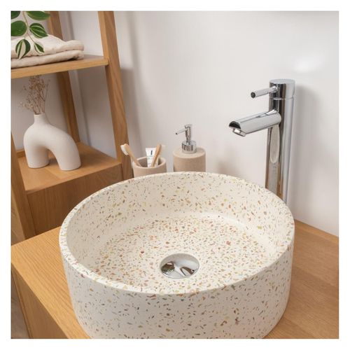 Vasque à Poser Ronde En Terrazzo 36cm