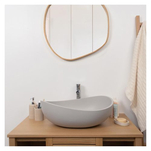 Vasque à Poser Organique En Béton Gris 57x37cm