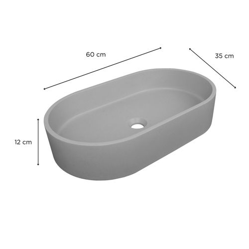 Vasque à Poser Ovale En Béton Gris 60x35cm