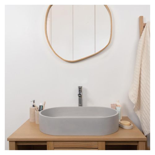 Vasque à Poser Ovale En Béton Gris 60x35cm