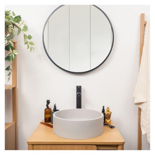 Vasque à Poser Ronde En Béton Gris 36cm