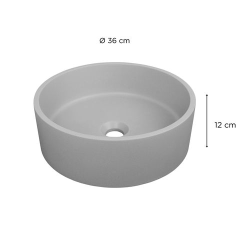 Vasque à Poser Ronde En Béton Gris 36cm