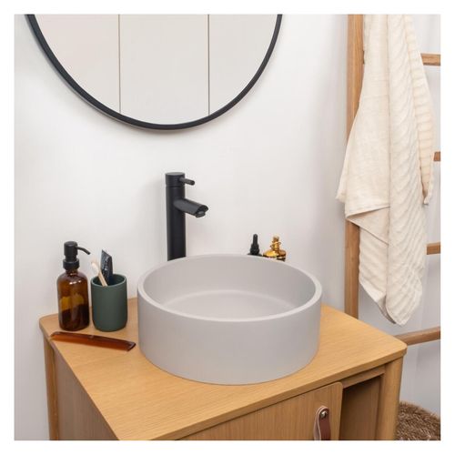 Vasque à Poser Ronde En Béton Gris 36cm